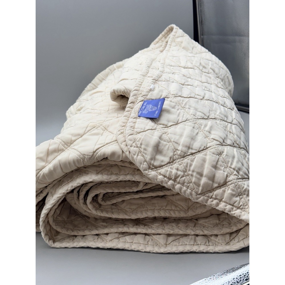 Pine Cone Hill King Quilt Ivory Cream Tencel Lyocell Coverlet Cottage Farmhouse